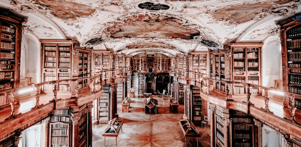Drömmiga bibliotek Abbey Library St Gallen Schweiz