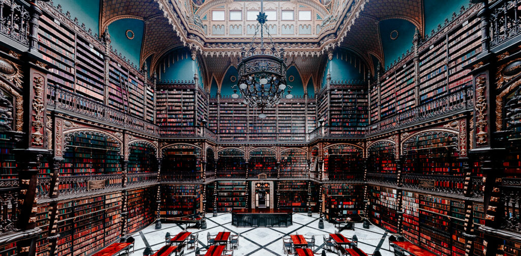 Drömmiga bibliotek Royal Portuguese Cabinet of Reading Rio de Janeiro
